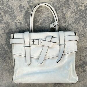 Reed Krakoff Large Boxer Tote Bag Purse White Leather Travel Business